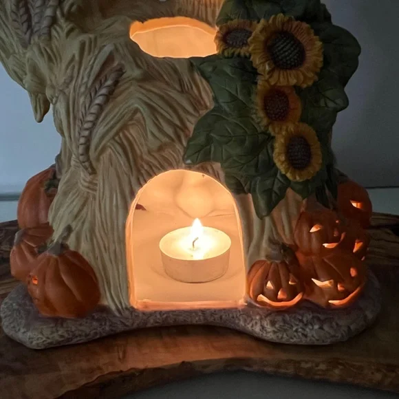 Scarecrow Family PartyLite Vintage Candle Holder Pumpkins Halloween Fall -EUC - Picture 16 of 16